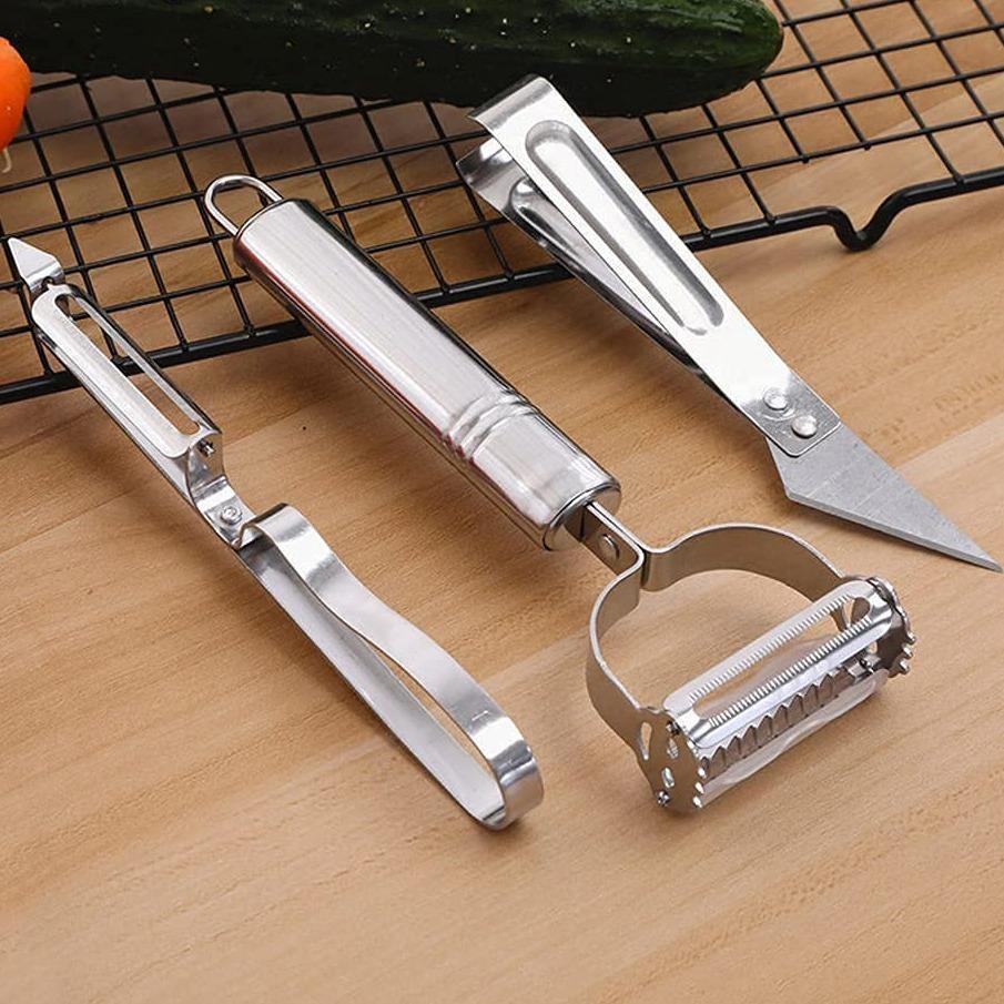 3 Pcs Stainless Steel Multi-function Vegetable Peelers. - Wiki Eagle