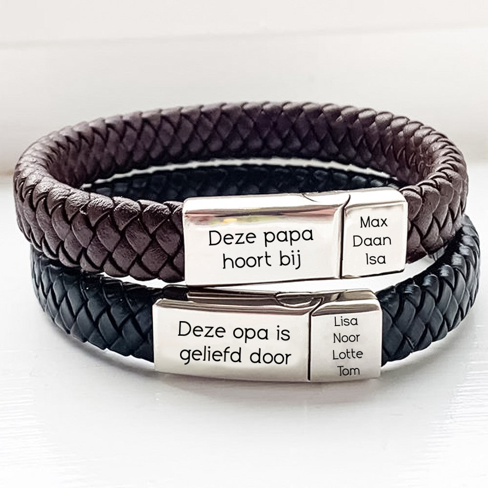 Gepersonaliseerde Leren Armband - Het Leukste Vaderdagcadeau 🎁